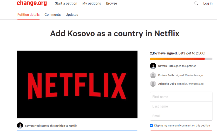 Netflix e shfaq Kosovën si pjesë të Serbisë, nis peticioni për ta ndryshuar