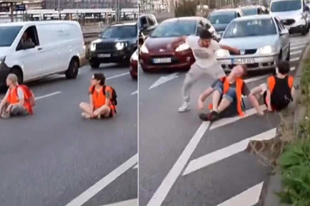 Aktivistët e klimës bllokojnë rrugën në Gjermani, një shofer i rrah