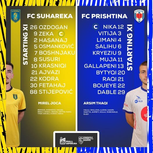 Suhareka-Prishtina, formacionet zyrtare
