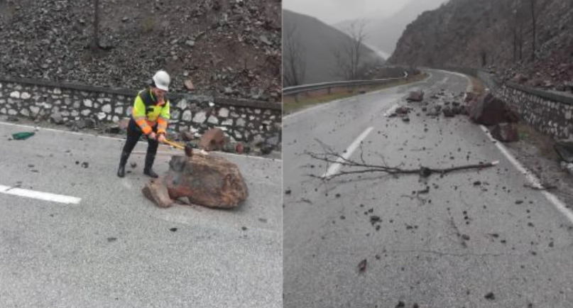 Problemet nga moti në Kukës/ Rënie gurësh, dherash dhe inertesh në disa akse rrugore në të gjithë qarkun