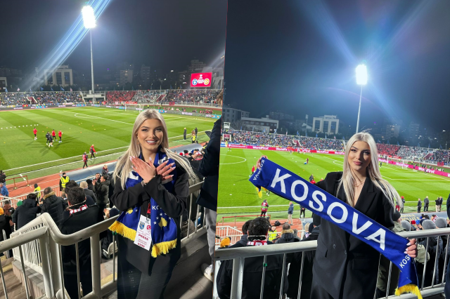 Shqiptarët fitojnë në tribuna, Trevisa Tufa “rrëmben” vëmendjen e të gjithëve në “Fadil Vokrri”