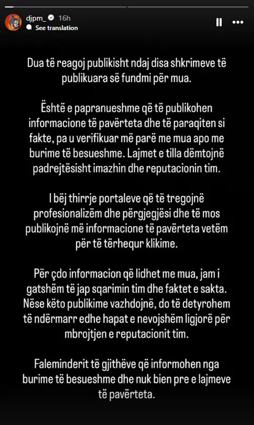 Ndarja nga Sarah Berisha dhe aludimet për romancë të re, reagon ashpër DJ PM 1 Image