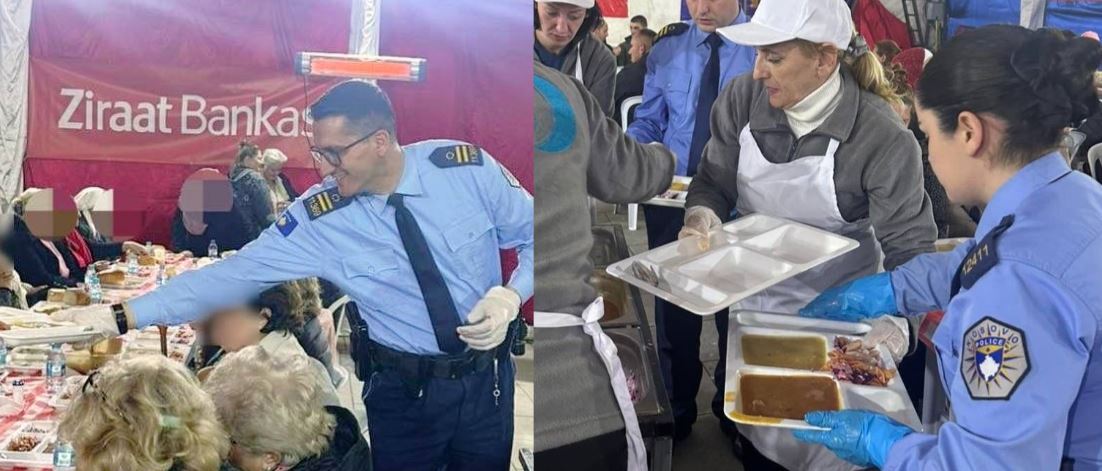 Policët e Mitrovicës shpërndajnë ushqim gjatë iftarit