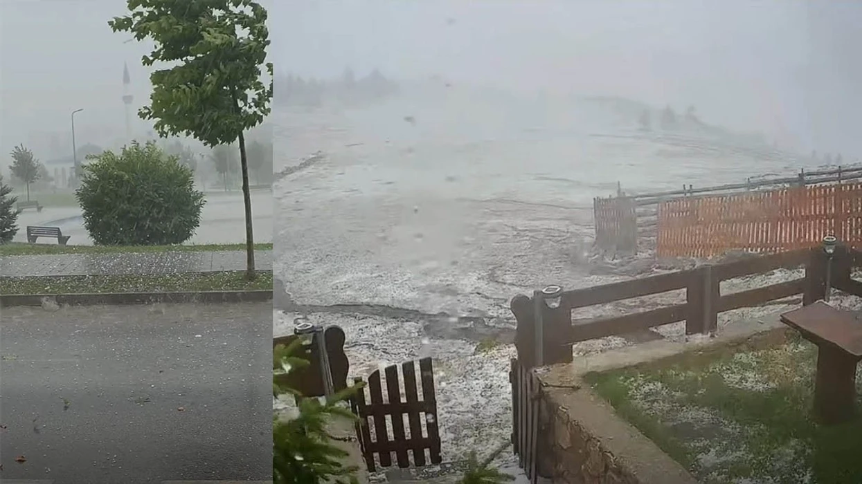 Momenti kur Istogu u 'godit' nga breshëri, pamje nga stuhia që la pas dëme të mëdha në bujqësi