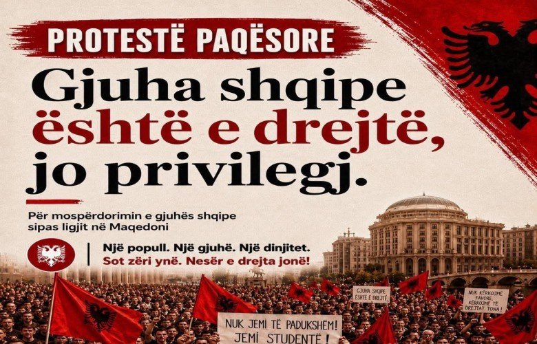 Protestë për gjuhën shqipe para Ambasadës së Maqedonisë së Veriut