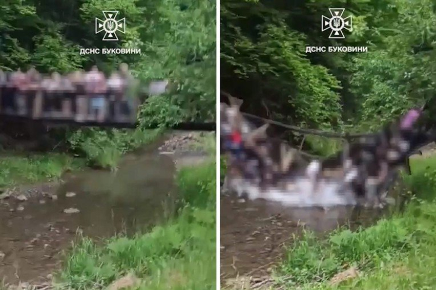 Fëmijët bien në lumë pas shembjes së urës në Ukrainë