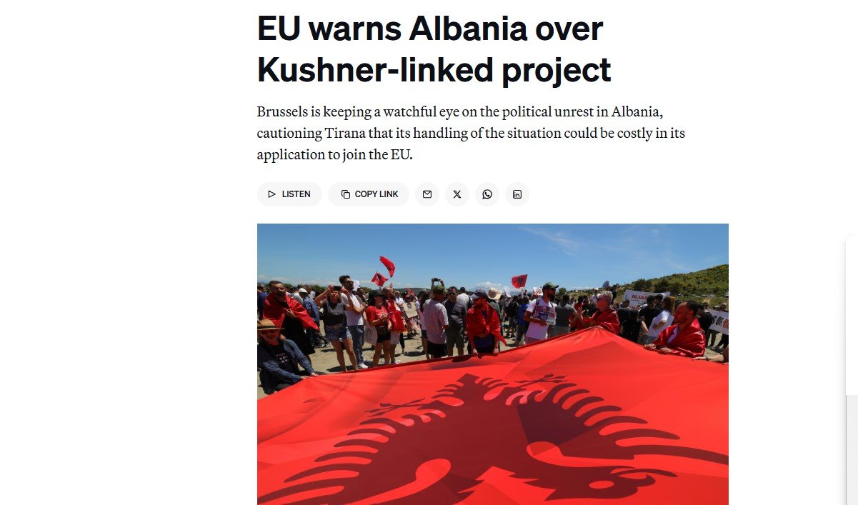 Politico: BE paralajmëron Shqipërinë, projekti i Zvërnecit mund të rrezikojë anëtarësimin në Union!