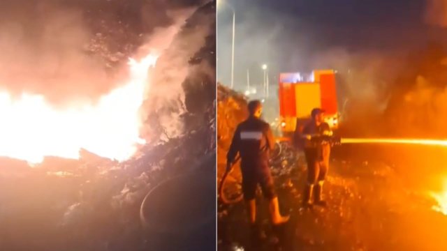 Rindizet zjarri në venddepozitimin e mbetjeve urbane të qytetit të Vlorës, tymi dhe flaka mbulojnë zonë
