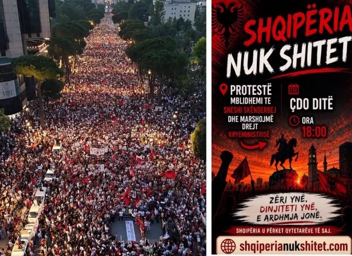 Mijëra qytetarë mblidhen sërish sot para Kryeministrisë për rrëzimin e qeverisë Rama: Shqipëria nuk shitet