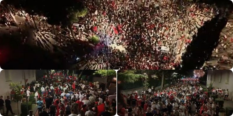 Tirana “vlon” nga protestuesit/ Shqiptarët në shesh, kërkohet largimi i Ramës: Revolucion, Shqipëri e Re!