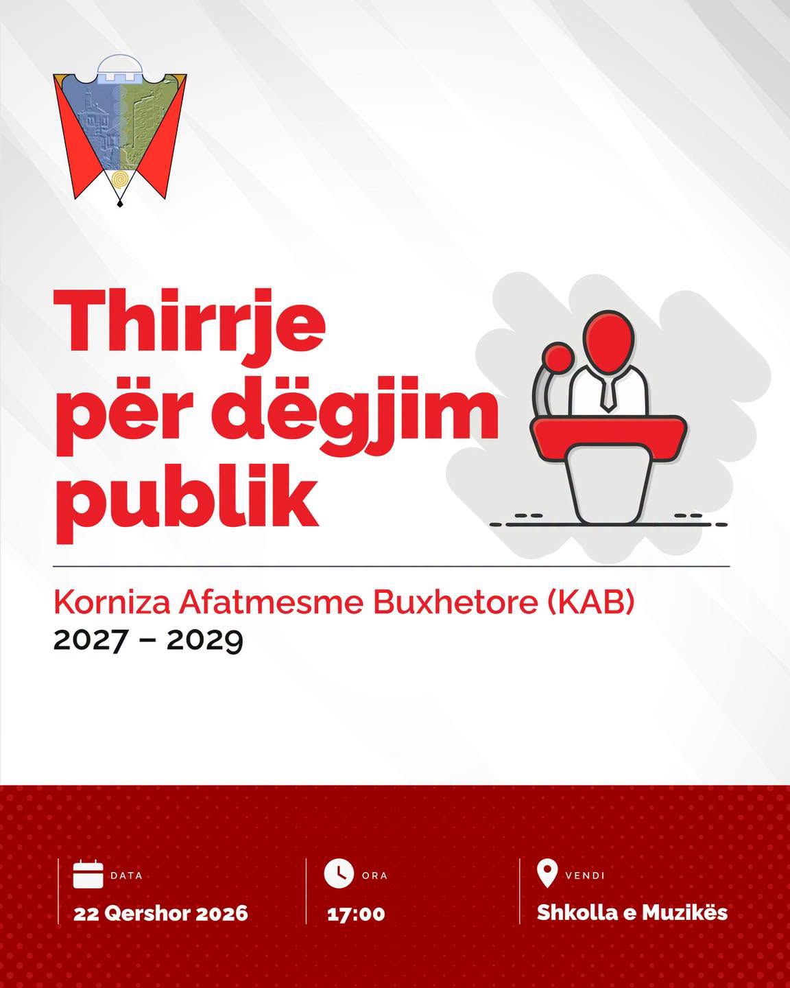 Kryetari Hyseni i fton qytetarët në dëgjimin publik për Kornizën Afatmesme Buxhetore 2027–2029