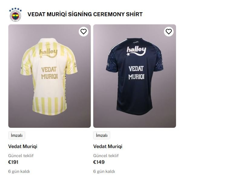Fenerbahce i vendos në shitje dy fanellat e nënshkruara nga Vedat Muriqi