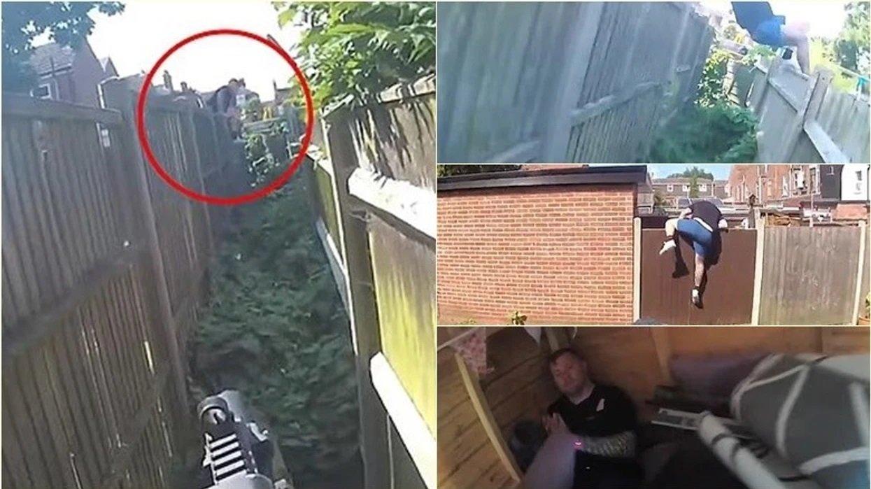 U kap në një kasolle, pamje që tregojnë bosin e bandës së kokainës në Britani që ikën nëpër kopshte për t'i shpëtuar policisë