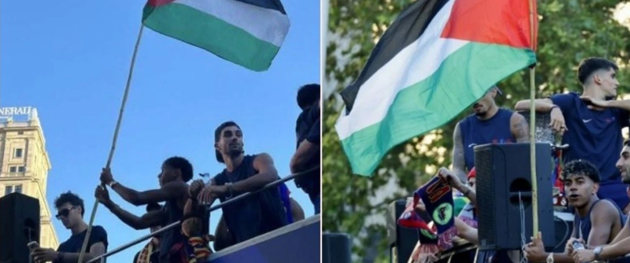 Yamal tërhoqi vëmendje në Barcelonë - valëviti flamurin e Palestinës gjatë festës së titullit