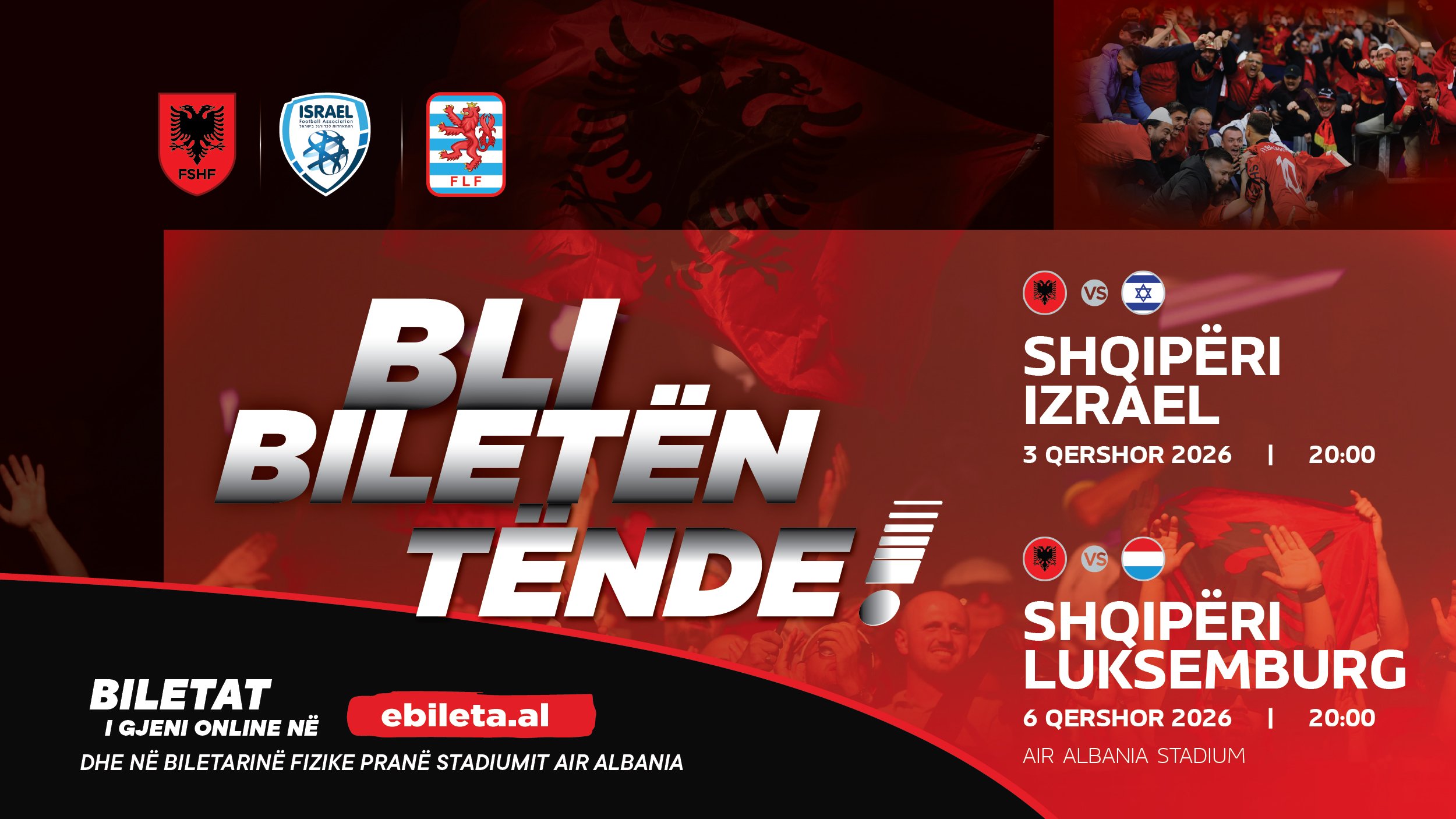 Dalin në shitje biletat për miqësoret e qershorit kundër Izraelit dhe Luksemburgut