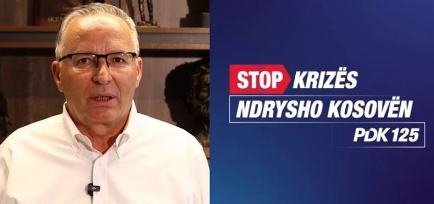 Hamza prezanton sloganin e fushatës së PDK së  Stop Krizës  Ndrysho Kosovën 