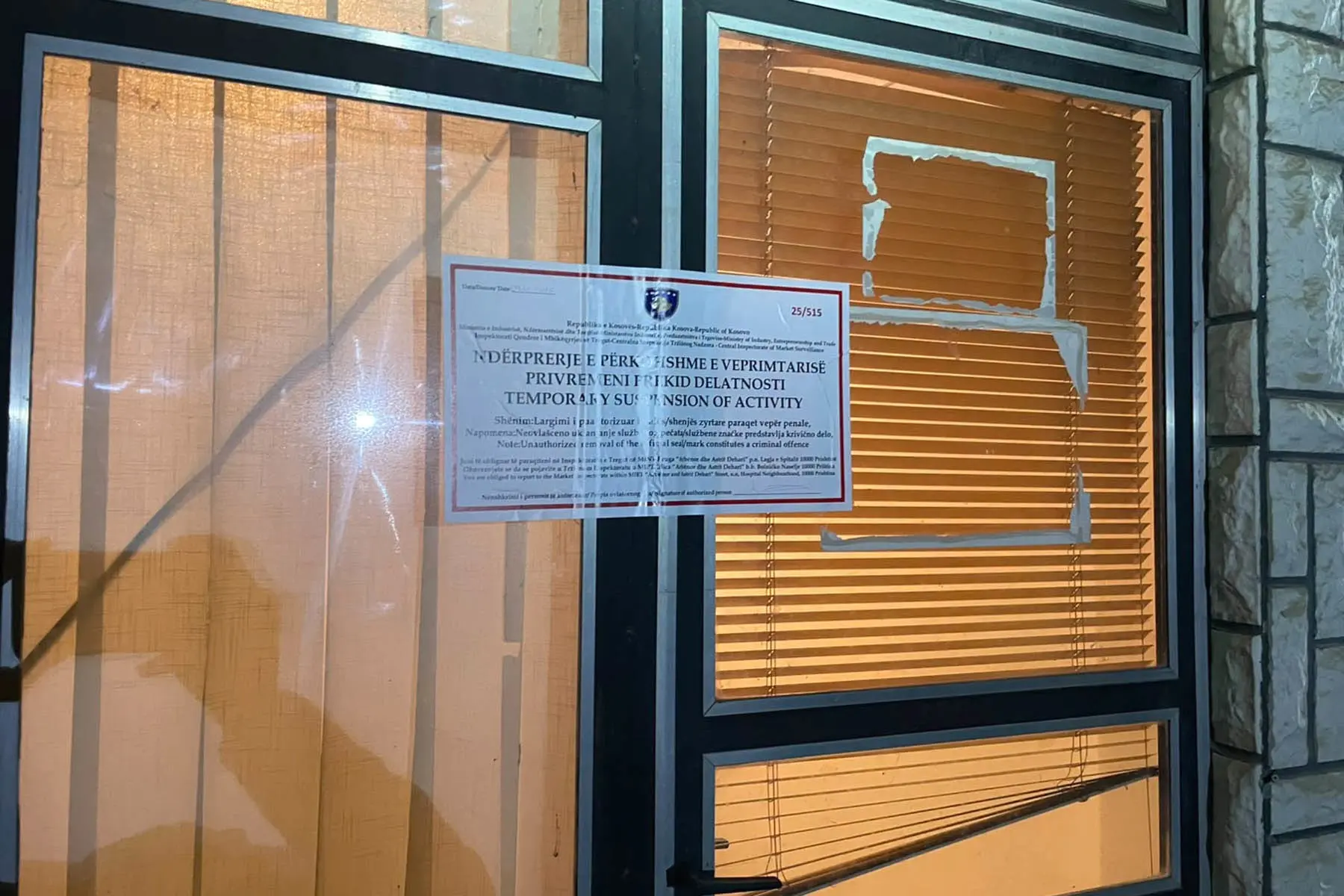 Mbyllet një biznes në Zubin Potok, gjobitet me 6 mijë euro një tjetër