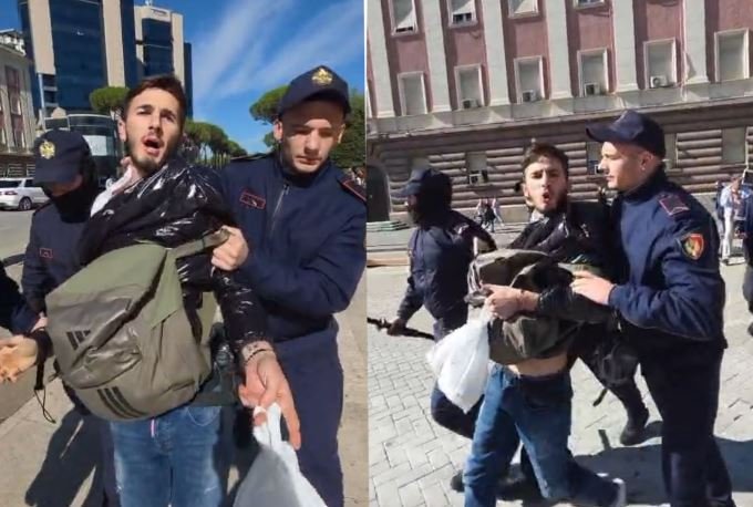 Shoqërohet i riu teksa kalonte para Kryeministrisë, studenti: Po shkoj në punë, jam kamerier, më kanë vënë duart në fyt!