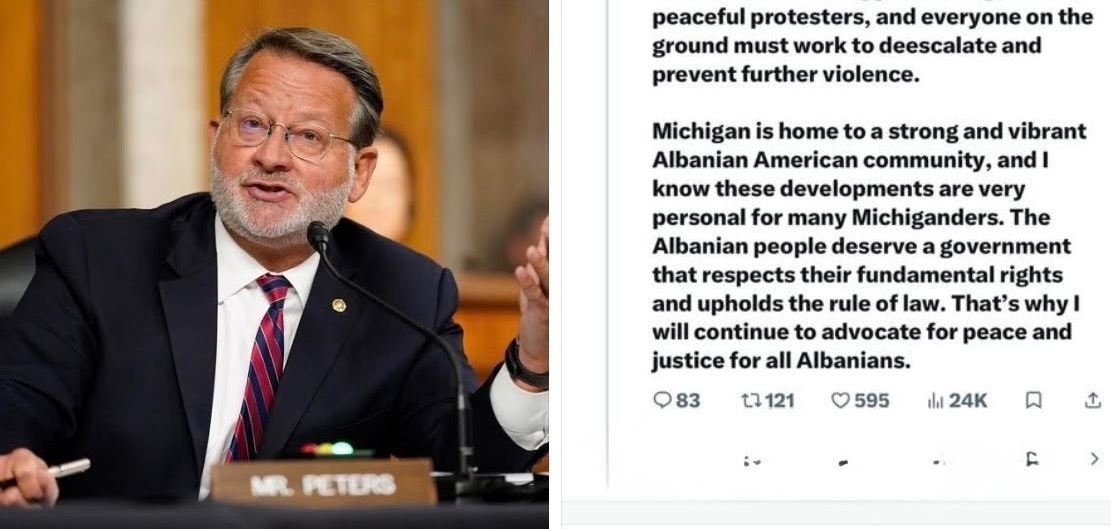 Senatori Gary Peters shpreh shqetësim të thellë për situatën në Shqipëri