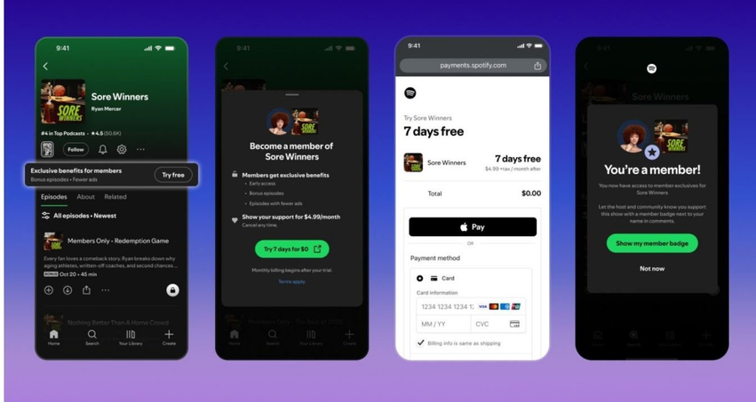Spotify prezanton  Memberships   abonime me pagesë për përmbajtje ekskluzive në podkaste