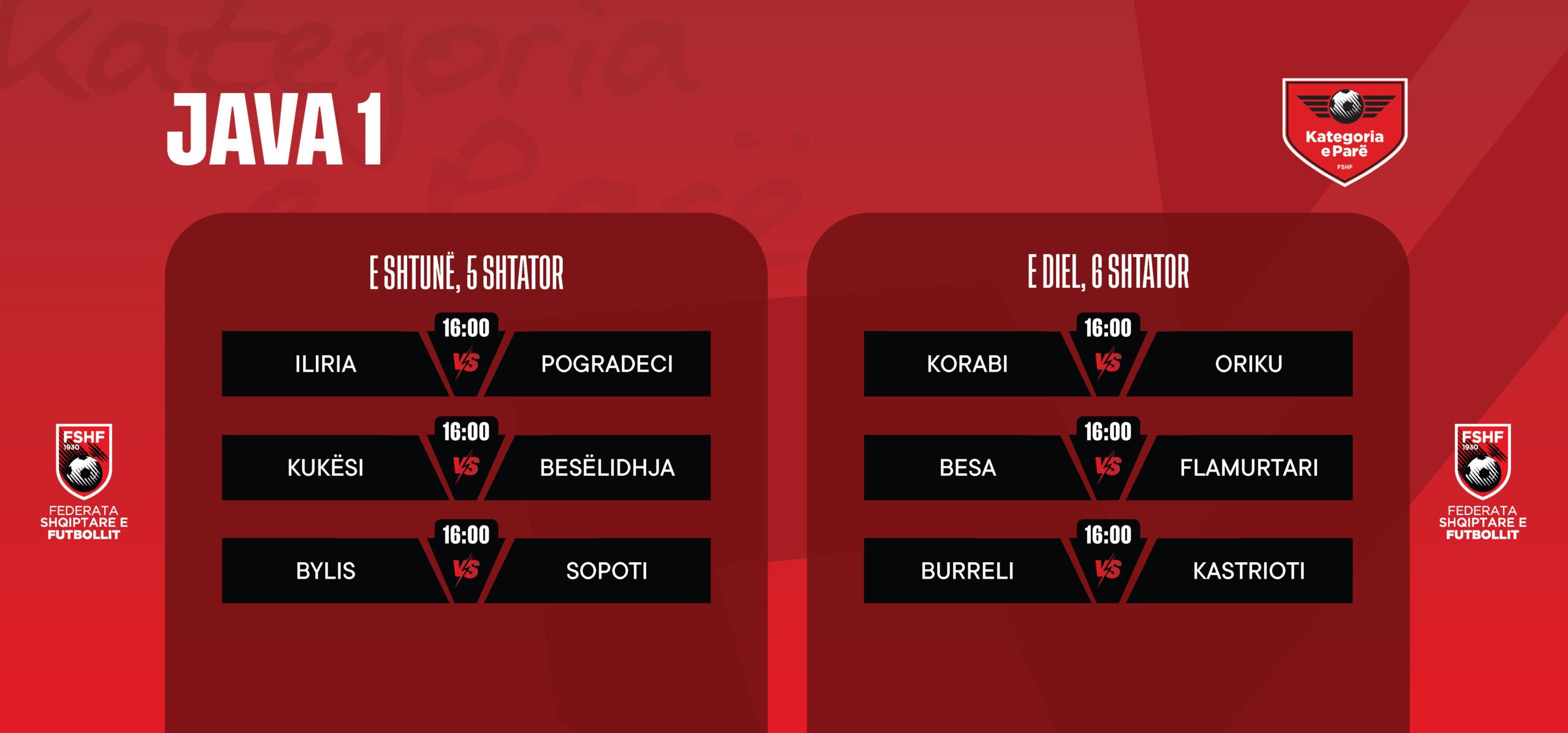 Kategoria e Parë nis sezonin e ri, gjashtë përballje emocionuese në javën e parë