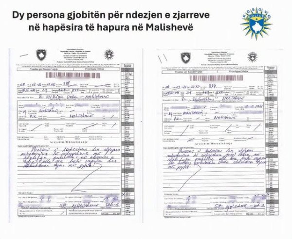 ​Gjobiten me nga 500 euro dy persona për ndezjen e zjarreve në Malishevë