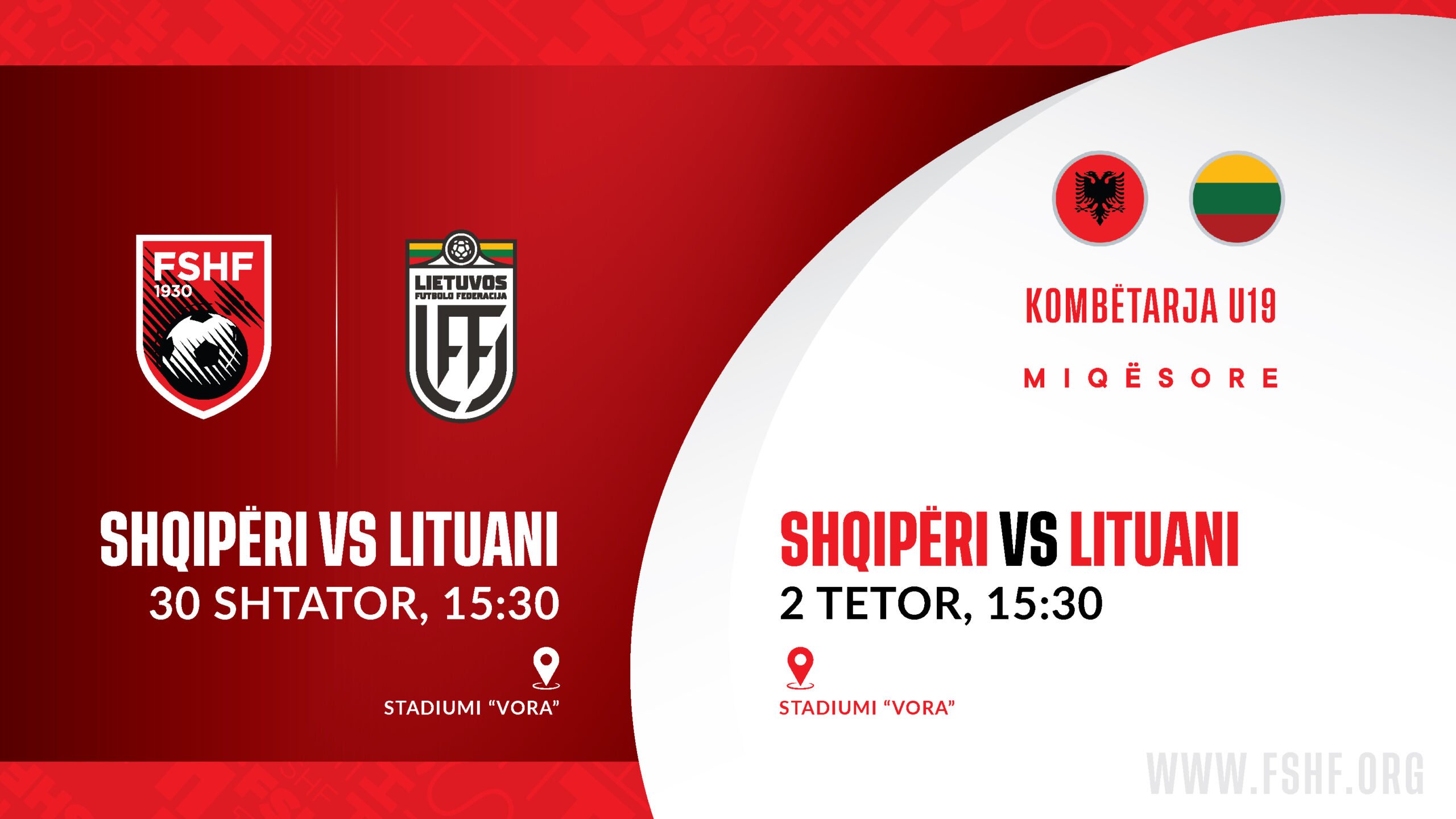 Shqipëria U-19 zyrtarizon dy ndeshje miqësore kundër Lituanisë, luhen më 30 shtator & 2 tetor