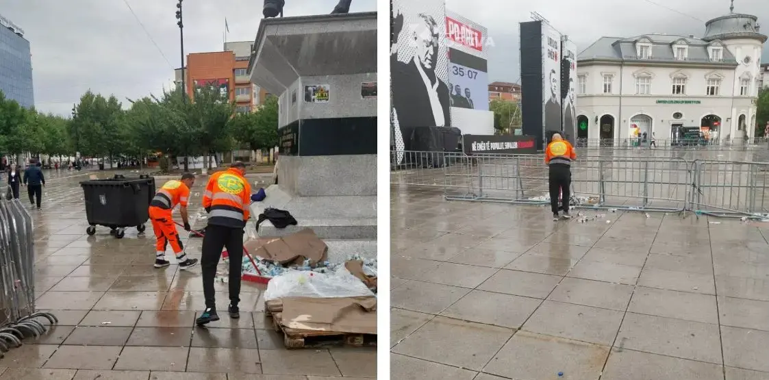 Pas brohoritjeve për liri, ekipet e “Pastrimit” pastrojnë sheshin