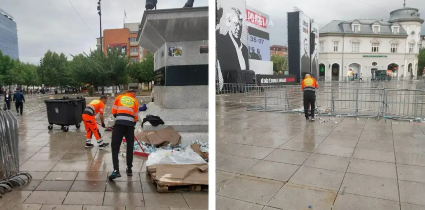 Pas brohoritjeve për liri  ekipet e  Pastrimit  pastrojnë sheshin
