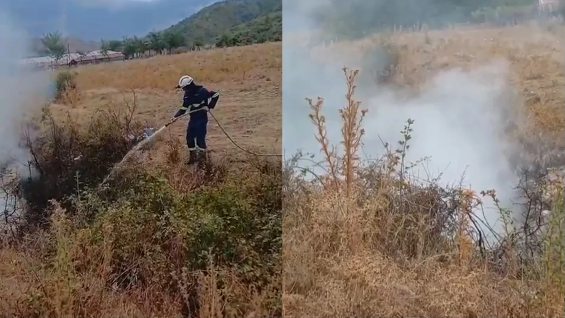 Zjarri përfshin shkurret pranë Taroninës në Gjirokastër, ndërhyrja e shpejtë e zjarrfikësve parandalon përhapjen