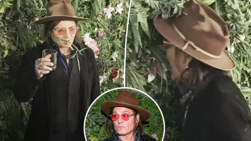 Johnny Depp habiti të pranishmit në Las Vegas  shihet duke ngrënë gjethe dekorative në një festë